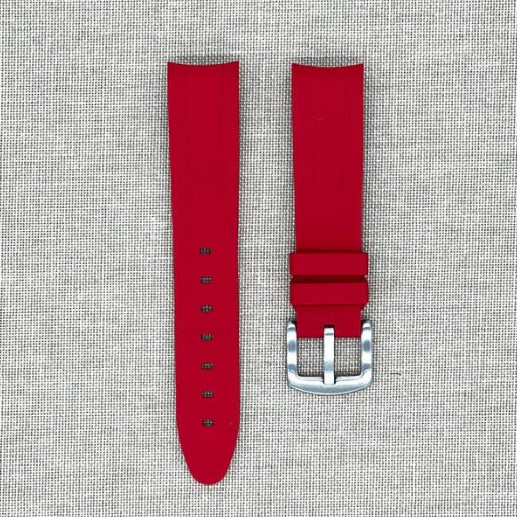 tempomat 21mm red rubber strap fits rolex oyster perpetual 41mm datejust 41mm